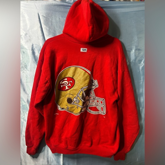 Vintage Lee Sports 1995 San Francisco 49ers  Sz LRed Zip up Hoodie - Picture 1 of 7
